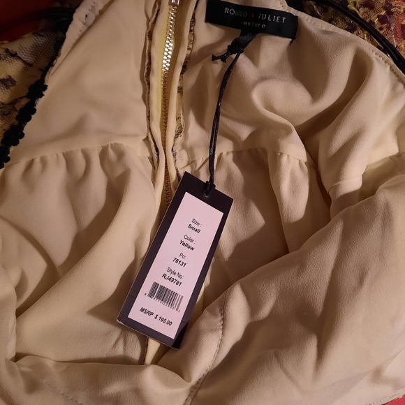 Romeo & Juliet Couture Women's Size Small Yellow & Black Spaghetti Strap Mini - Picture 5 of 6